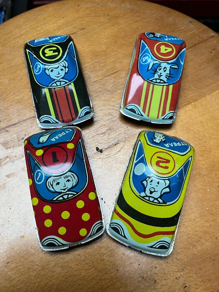 4 blikken autootjes, Ophalen of Verzenden, Gebruikt
