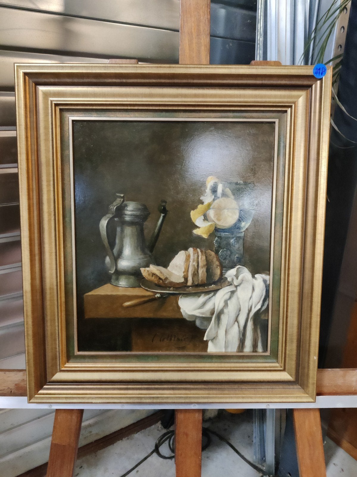 Schilderij Cornelis Le Mair - Stilleven met brood en kan, Ophalen