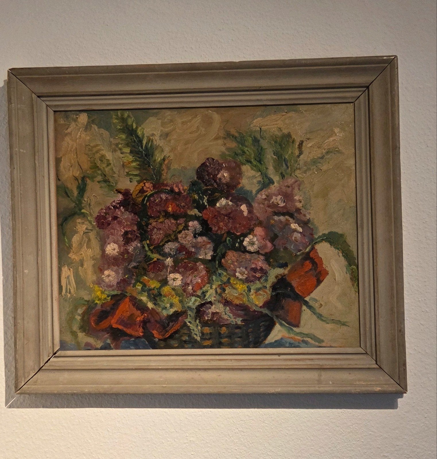 Olieverfschilderij bloemen op boardplaat, ingelijst, Ophalen, Olieverf, Bloemen, Paneel