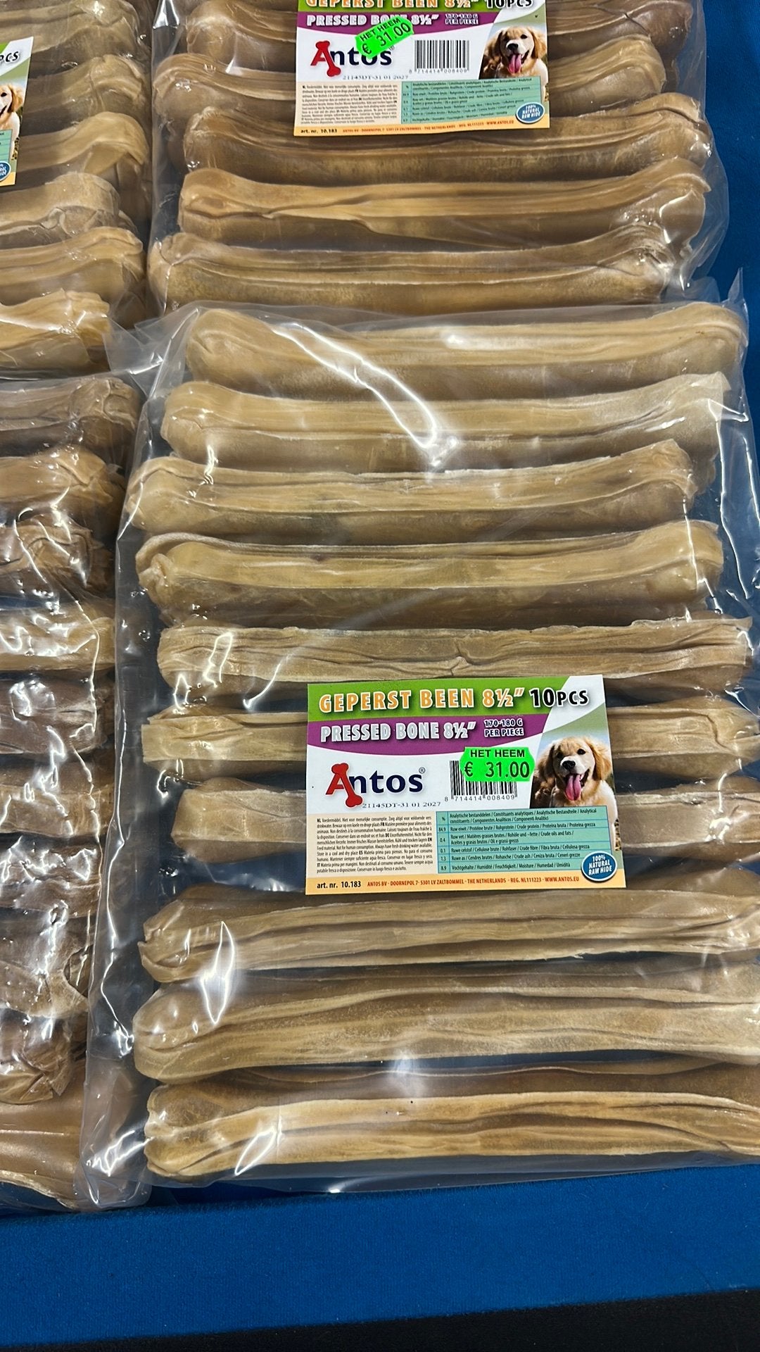 Geperst buffelhuid kluiven 10stuks 21 cm lang, Ophalen of Verzenden