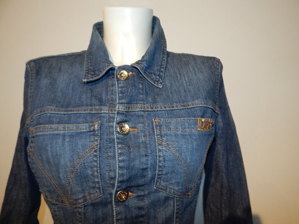 Dolce & Gabbana vintage jeans jasje gouden accenten It 46, Maat 38/40 (M), Dolce & Gabbana, Zo goed als nieuw, Jasje