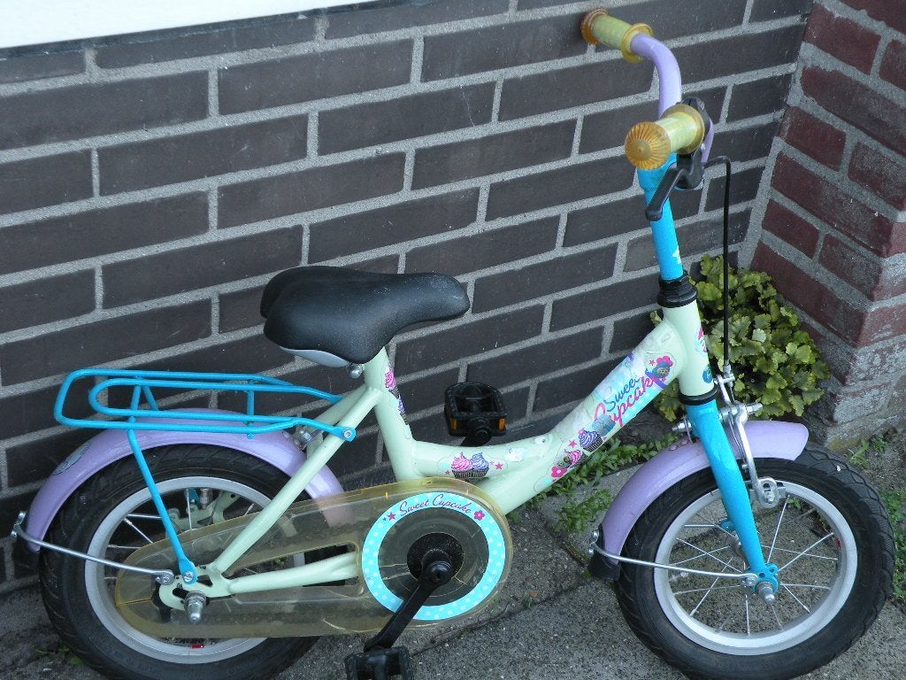 Fietsje, 12 inch. Handrem en terugtraprem., Ophalen, Zo goed als nieuw, Minder dan 16 inch, Zijwieltjes