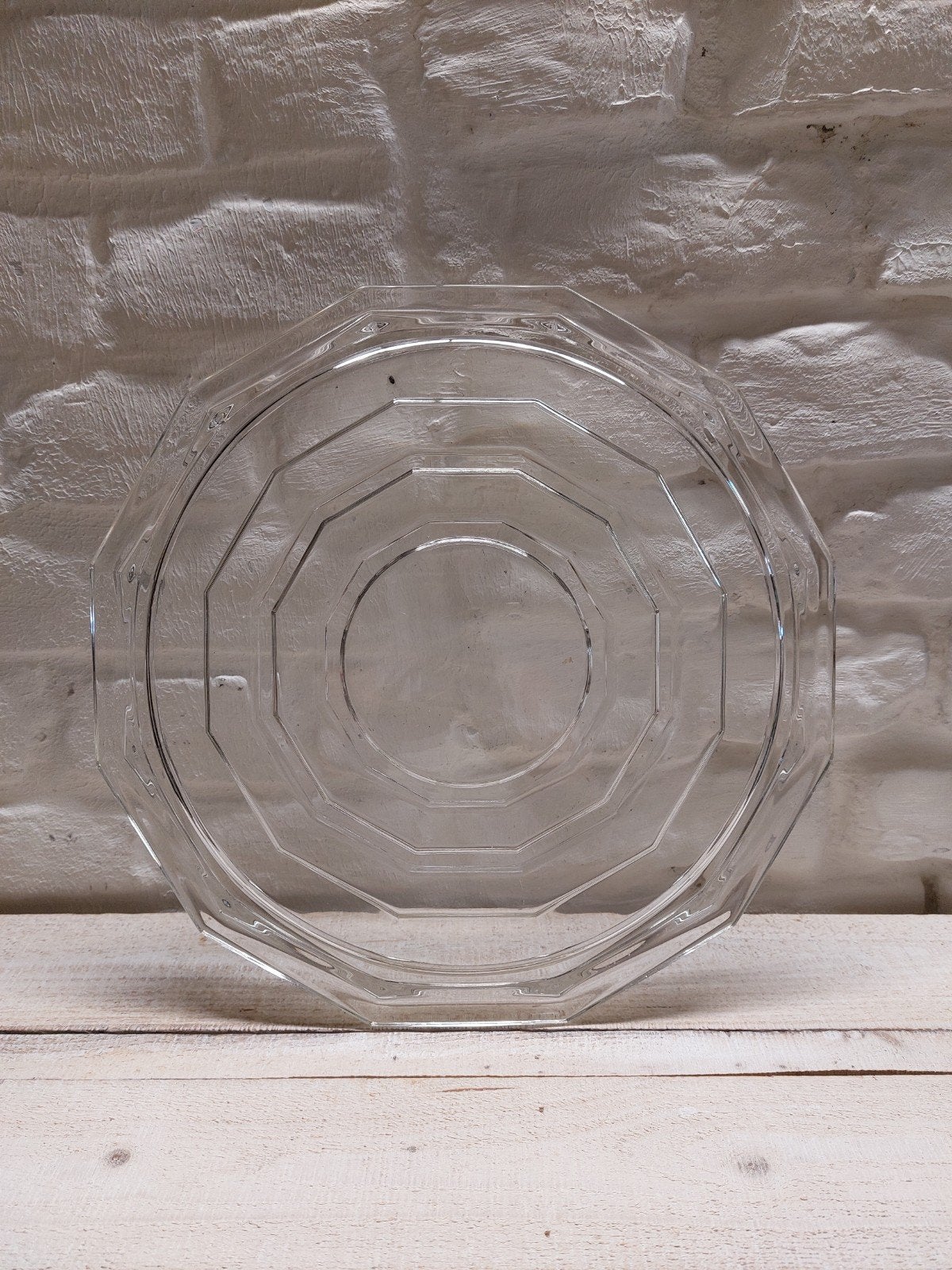 Glazen serveerschaal / taartschotel, achthoekig, Verzenden, Overige stijlen, Glas, Schaal of Schalen