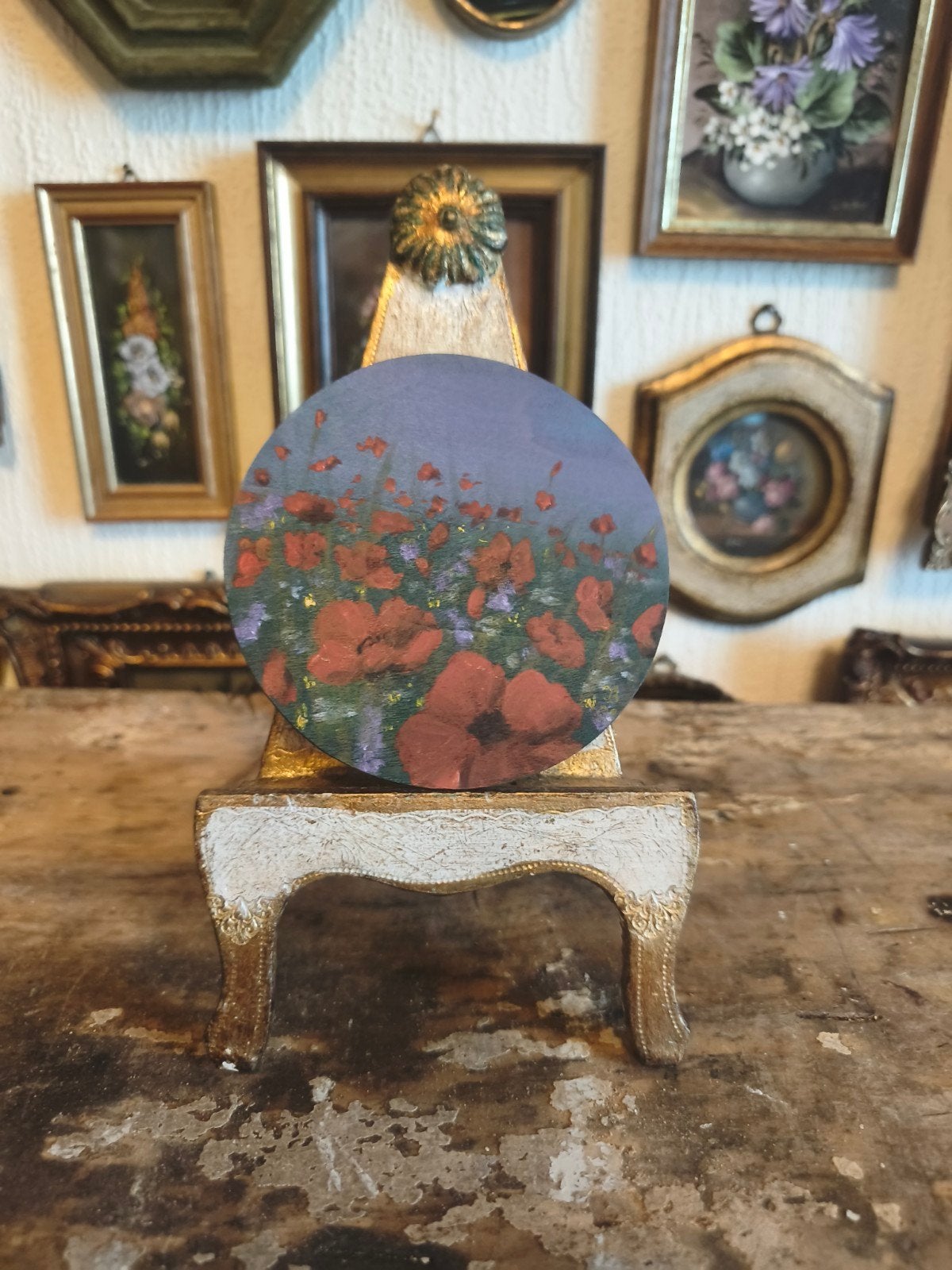 Olieverf schilderijtje olieverfschilderijtje bloemen V15, Ophalen of Verzenden