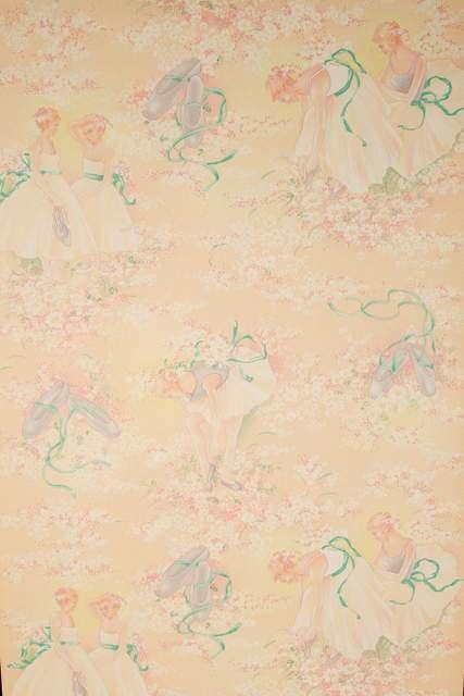 12483 Vintage ballerina behang in pastelkleuren swiet, Verzenden, Minder dan 10 m², Wit