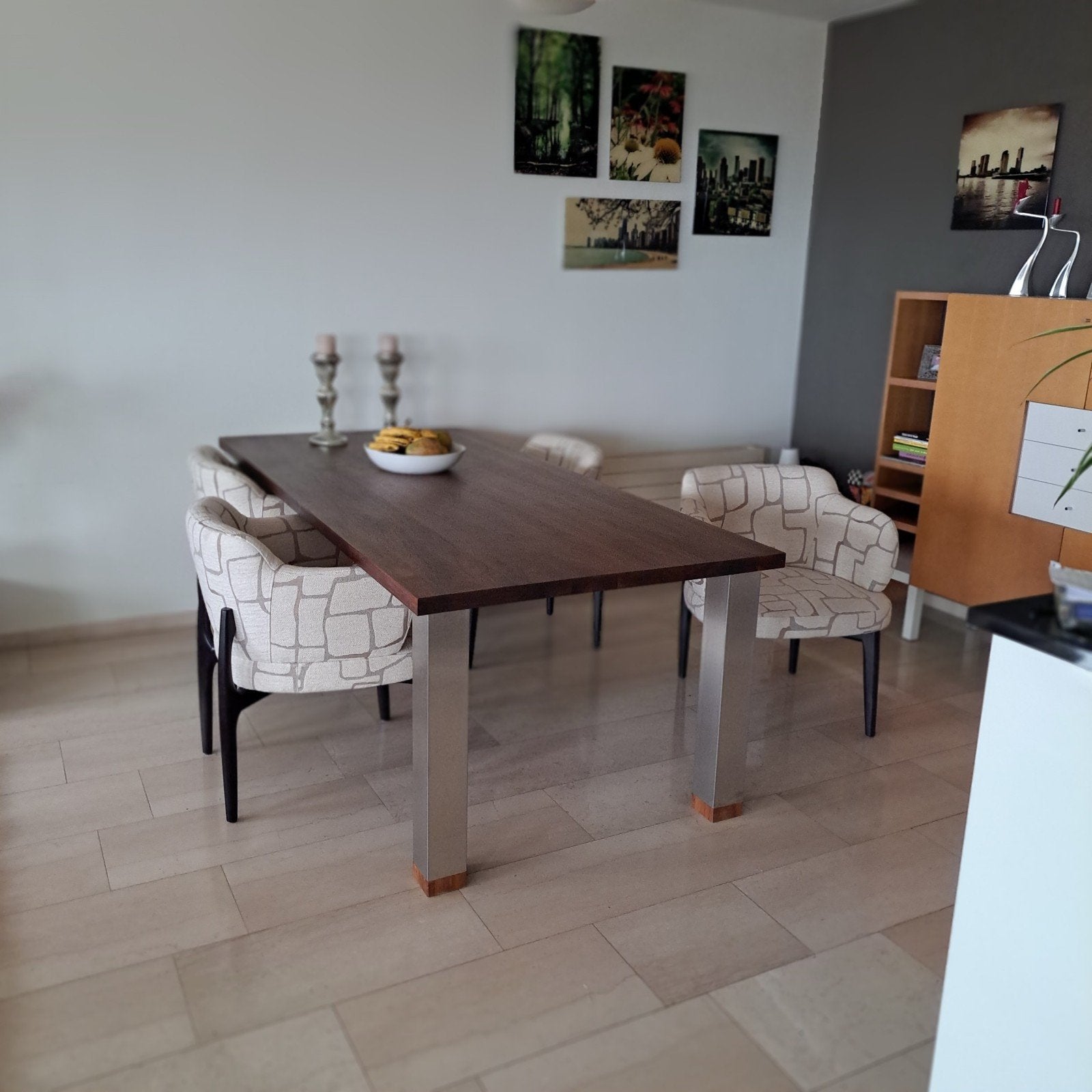 Art of Living eettafel met metalen poten, Huis en Inrichting, Gebruikt, 100 tot 150 cm, Modern, Industrieel, 200 cm of meer