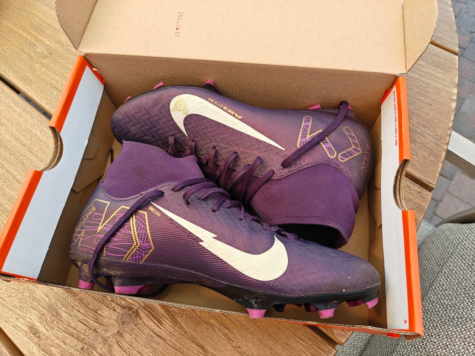 Voetbalschoenen Nike Mercurial Air Zoom MBappe paars maat 40, Sport en Fitness, Voetbal, Gebruikt, Maat XS of kleiner, Schoenen