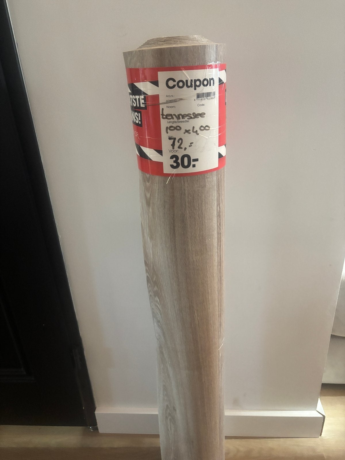 Coupon zeil houtnerf 100x400 cm Tennessee, Ophalen, Bruin, Nieuw, Minder dan 5 m²
