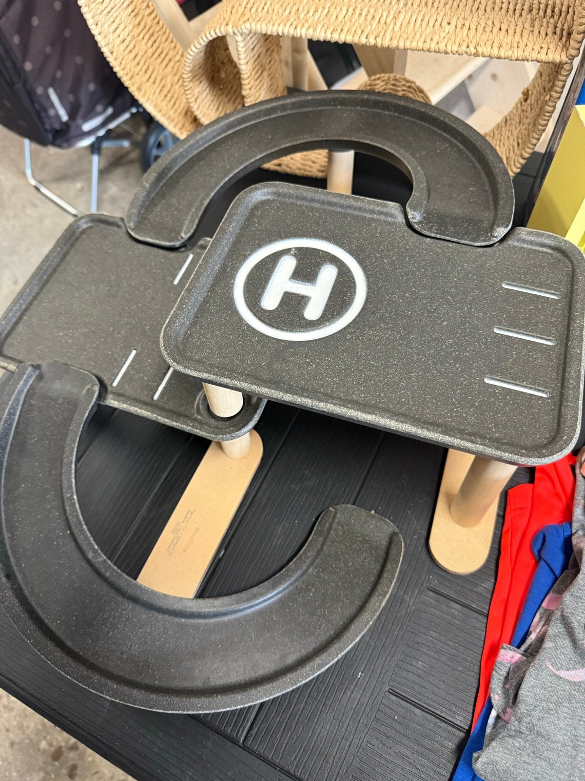 Plantoys duurzame houten garage met helikopterplatform, Ophalen of Verzenden, Gebruikt