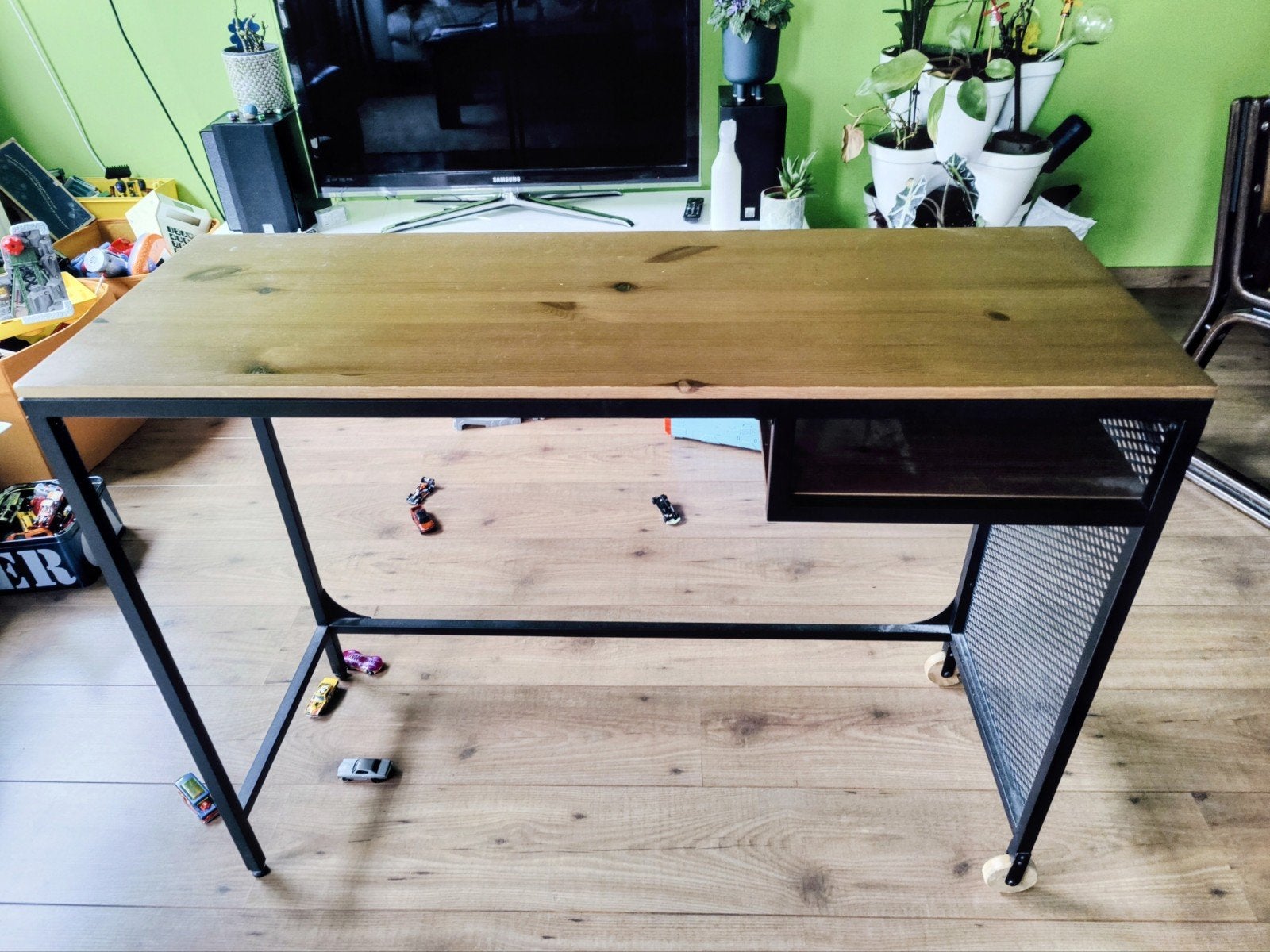 IKEA Fjällbo laptoptafel/smal bureau, Ophalen, Gebruikt, Hout, Industrieel