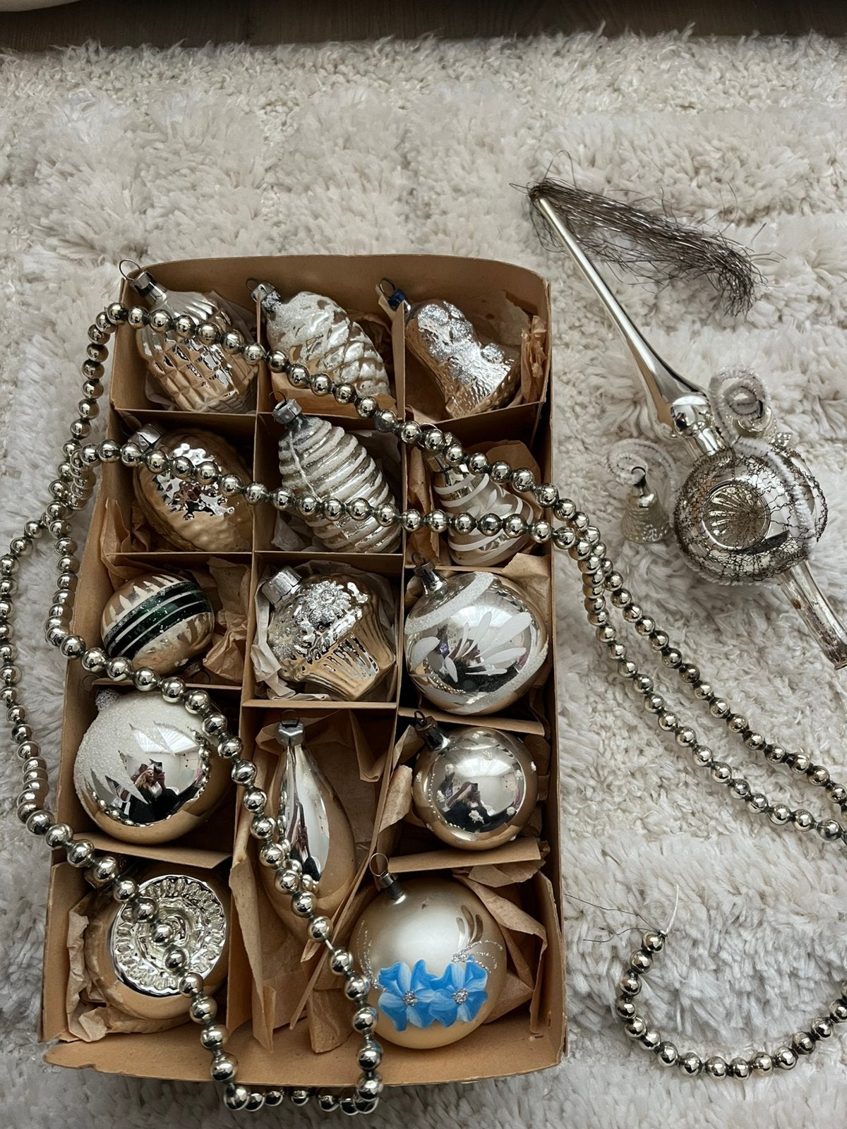 Vintage kerstversiering glas, Diversen, Kerst, Ophalen, Gebruikt