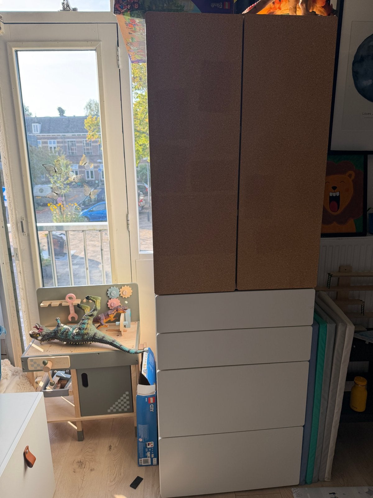 IKEA Småstad kast met kurkbord deuren en 4 lades, Ophalen, Overige materialen, Gebruikt, 200 cm of meer