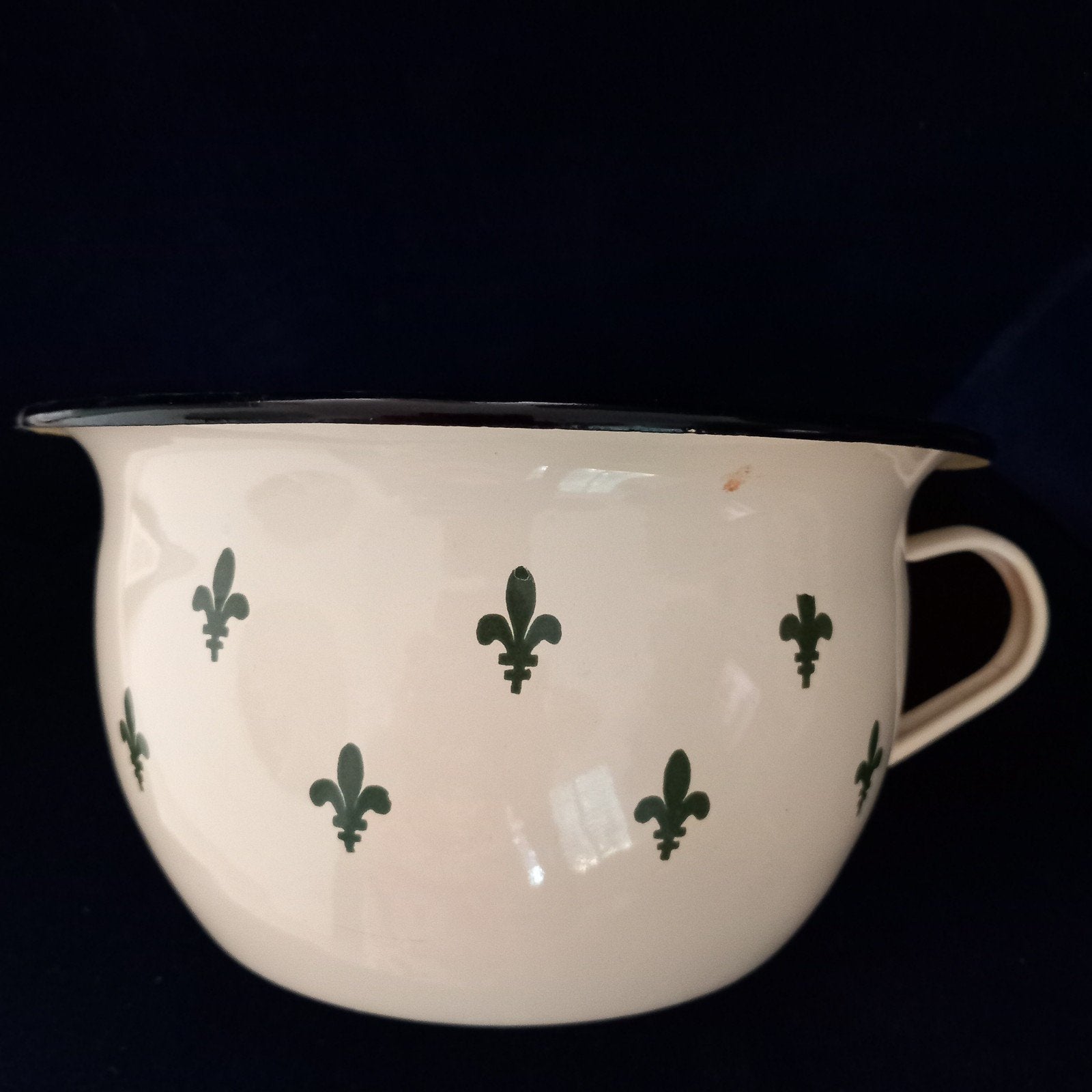 geëmailleerde kom met Fleur de Lis patroon, Ophalen of Verzenden