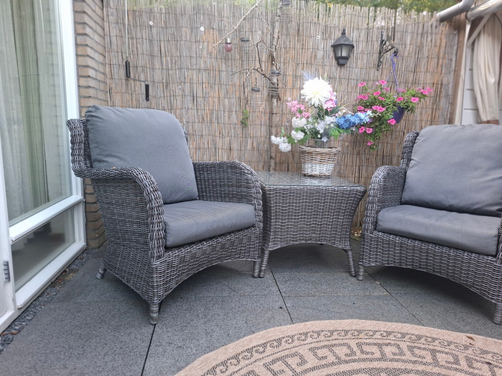Wicker Loungeset Taste 4 seasons 2 Stoelen en Bijzettafel, Tuin en Terras, Bijzettafel, Zo goed als nieuw, Loungeset, Wicker