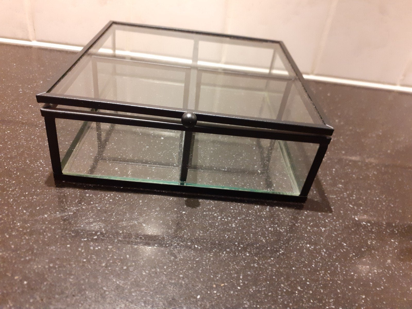 Glazen opbergdoos voor theezakjes, Hobby en Vrije tijd, Ophalen of Verzenden, Opbergdoos