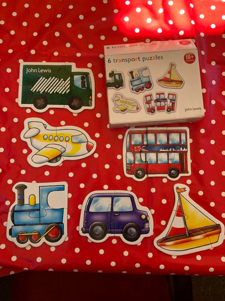 6 Transport puzzels, Ophalen, Minder dan 10 stukjes, Gebruikt, 6 maanden tot 2 jaar