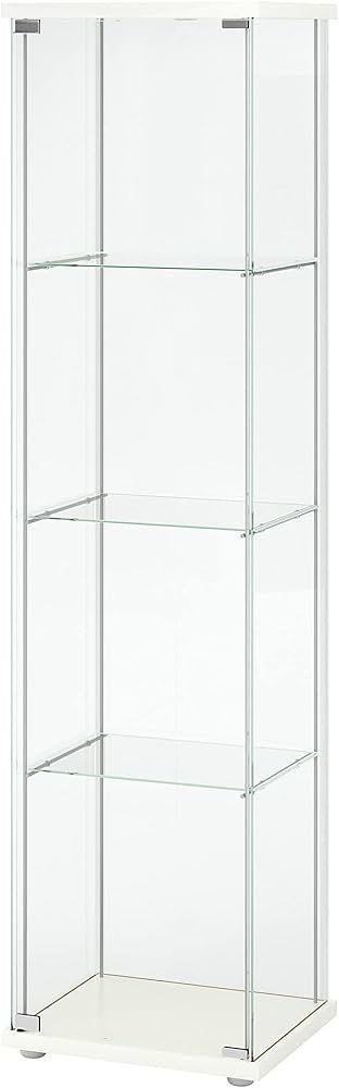 IKEA DETOLF vitrinekast, wit, 43x163 cm, Huis en Inrichting, Kasten | Vitrinekasten, Ophalen, Minder dan 50 cm, Gebruikt, Glas
