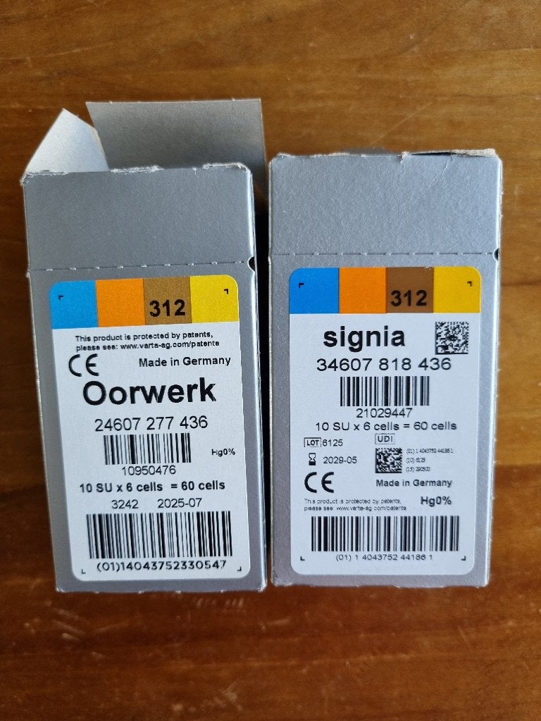 96 nieuwe gehoorapparaat batterijen van oorwerk 312, Diversen, Ophalen of Verzenden, Nieuw