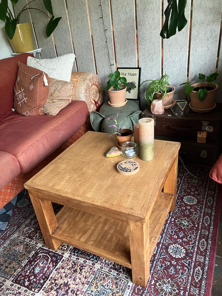 Houten salontafel 55,5x55,5x42, Ophalen of Verzenden