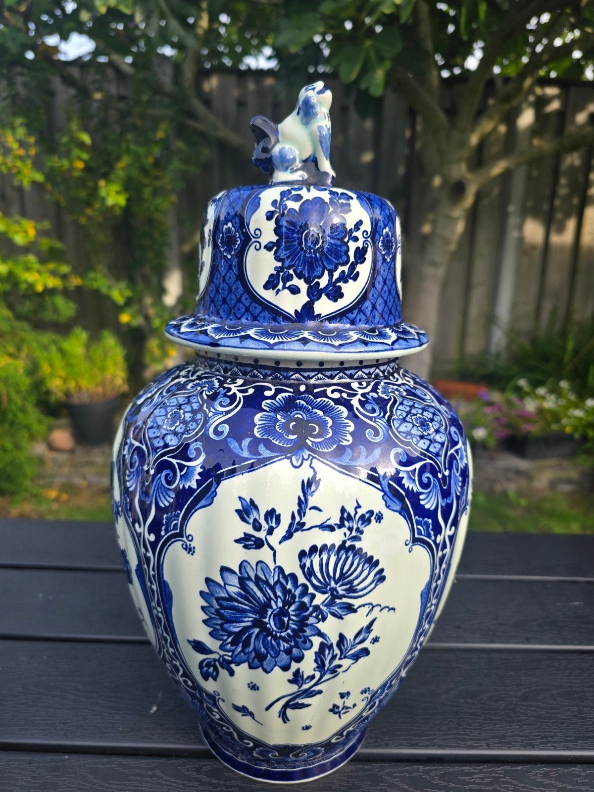 Prachtige Boch Delfts Blauwe Gemberpotten met Leeuw Deksel, Ophalen