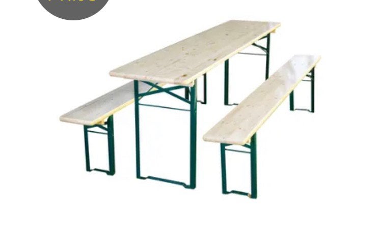 Biertafel 50x180 plus twee banken, Ophalen, Gebruikt