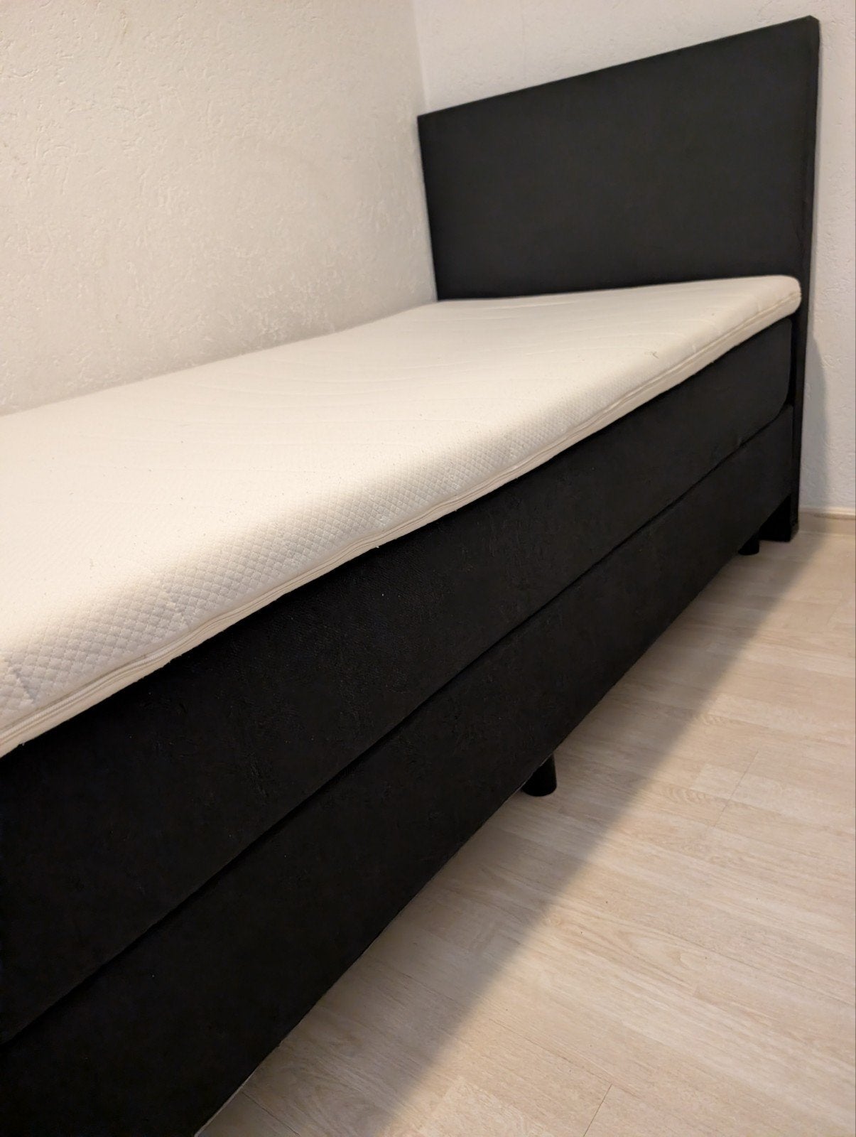 Boxspring 90200 met matras en topper kleur zwart, Ophalen, 90 cm, Eenpersoons, Zwart