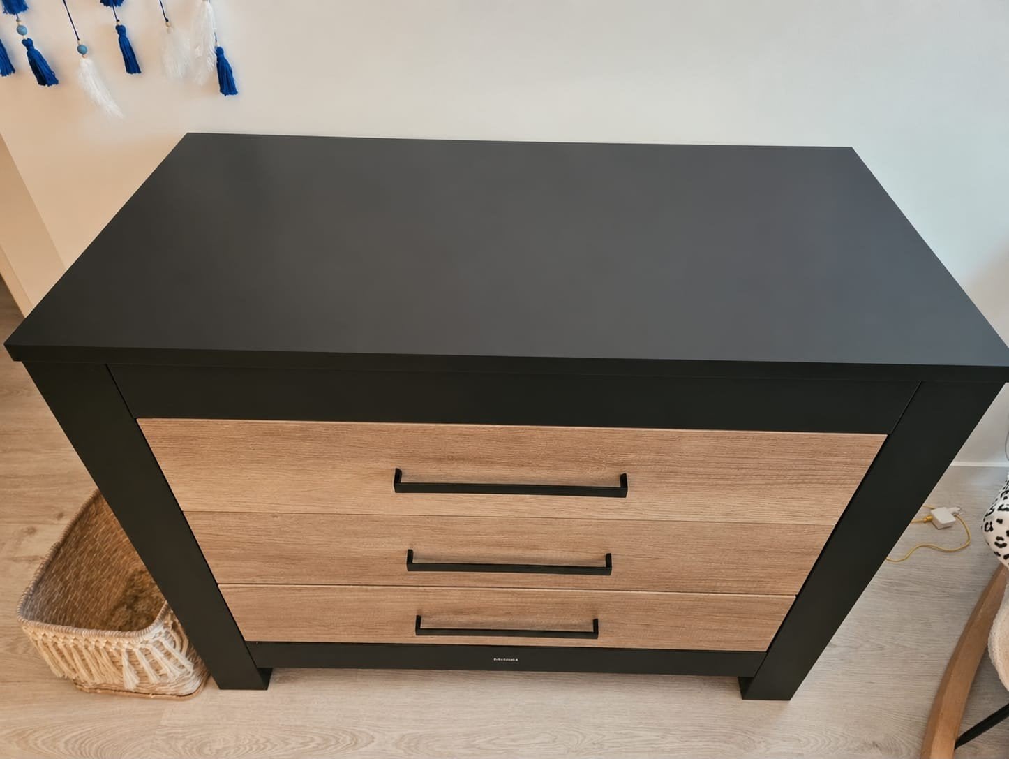 Kidsmill Long Island Commode - Zwart met hout accent, Ophalen, Gebruikt, 50 tot 70 cm, 100 cm of meer