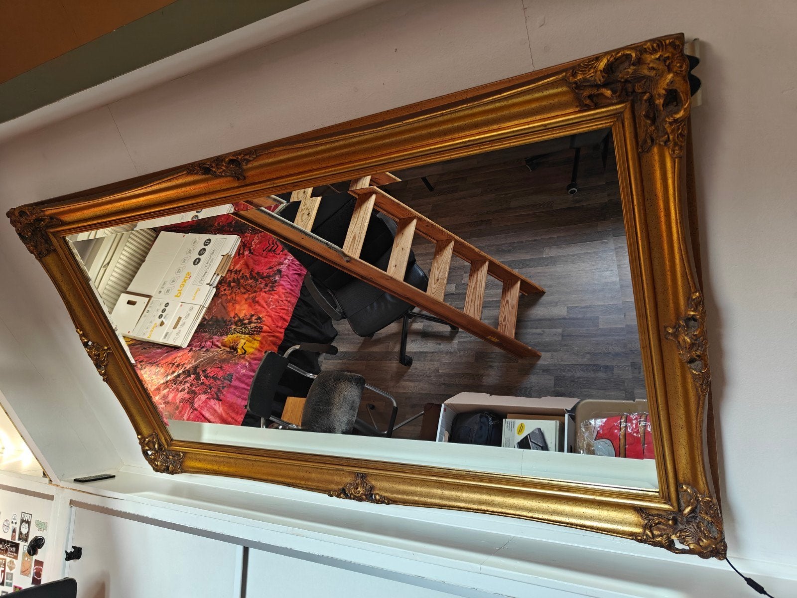 Barok spiegel goudkleurig 172x95 cm, Antiek en Kunst, Ophalen, Rechthoekig
