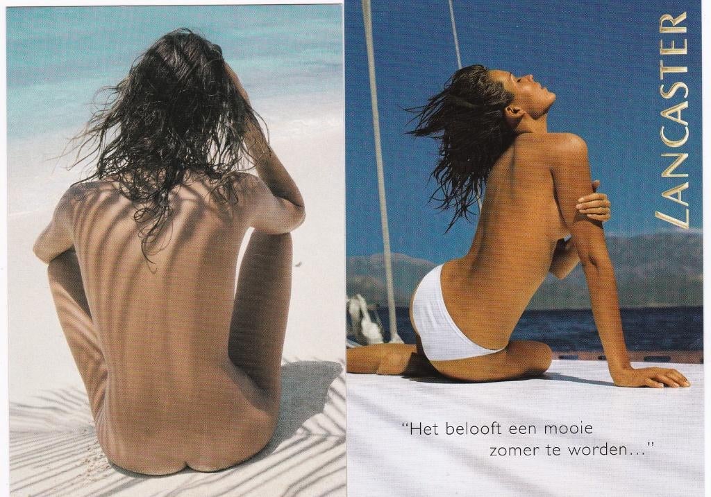 2x zonnebadende blote dame / sexy pose, Verzamelen, Ansichtkaarten | Themakaarten, Verzenden, 1980 tot heden, Ongelopen, Cultuur en Media