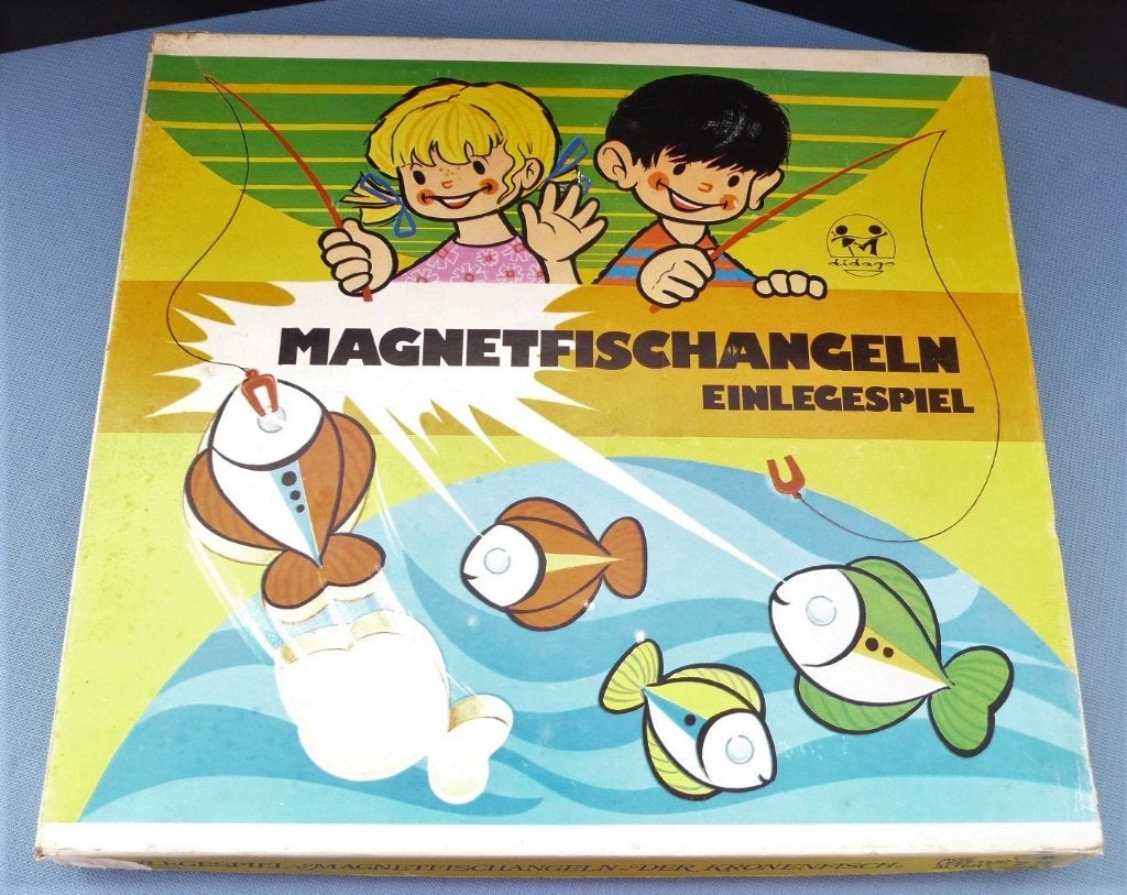 Magneet vis spel hengelen v didago belgie 1975, HOUT VINTAGE, Kinderen en Baby's, Verzenden
