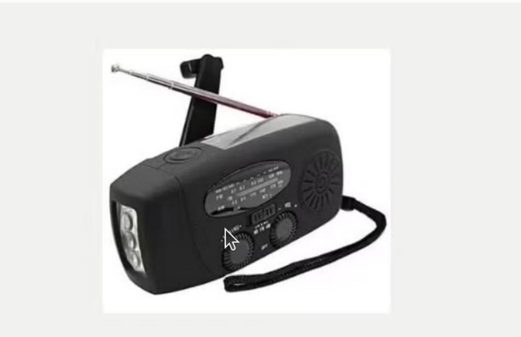 Draagbare FM / AM solar noodradio met zaklamp - Zwart