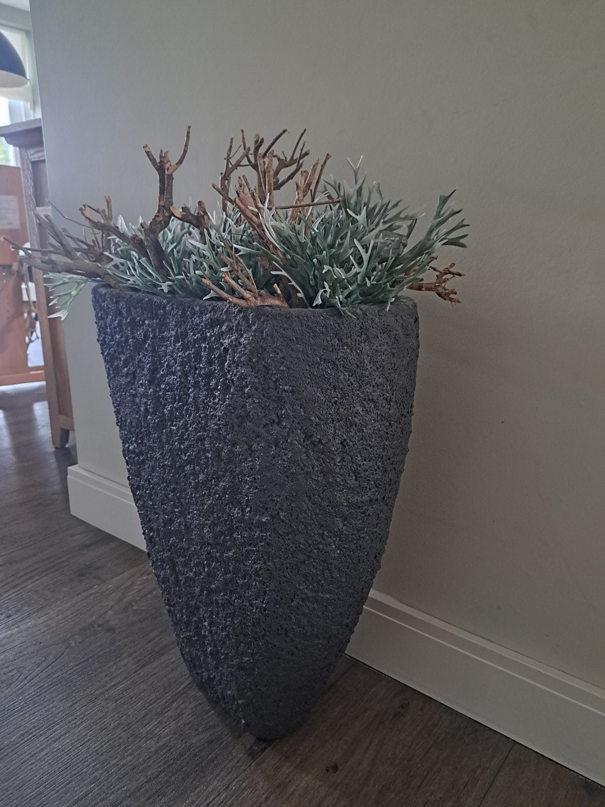 Grote grijze bloempot, Huis en Inrichting, Ophalen