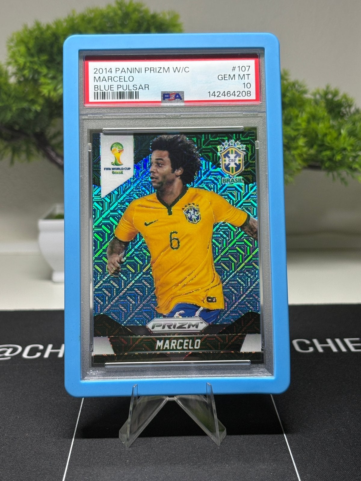 Panini prizm world cup 2014 Marcelo blue pulsar PSA 10 kaart, Ophalen of Verzenden, Zo goed als nieuw, Plaatje