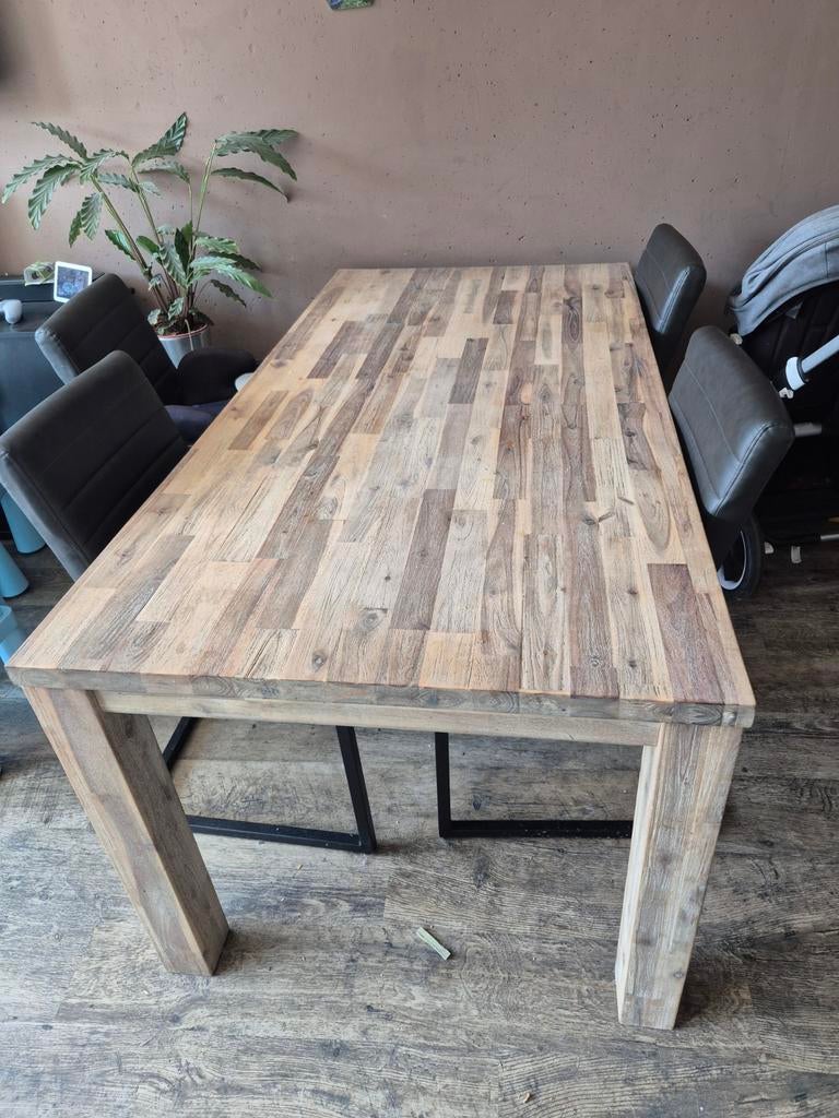 Mooie houten eettafel - 1.80m lang, Ophalen, Gebruikt, Vijf personen of meer, 150 tot 200 cm
