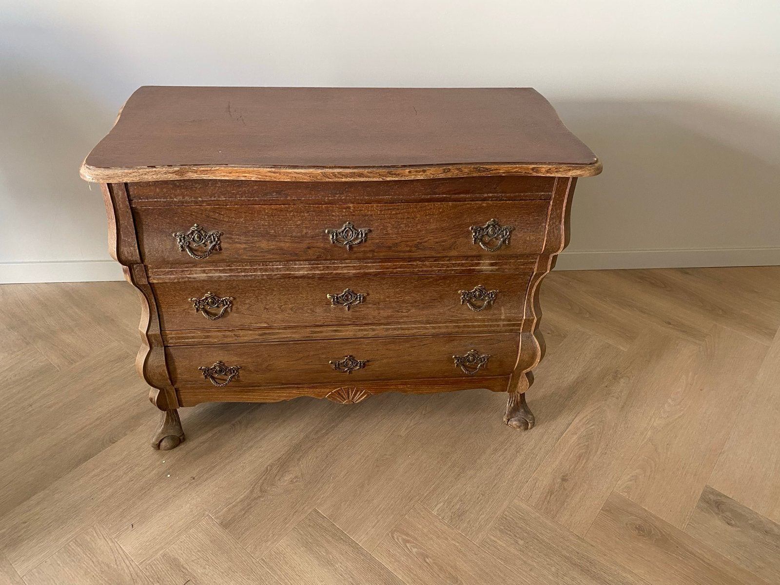 Antieke houten commode met 3 lades, Antiek en Kunst, Antiek | Meubels | Kasten, Ophalen