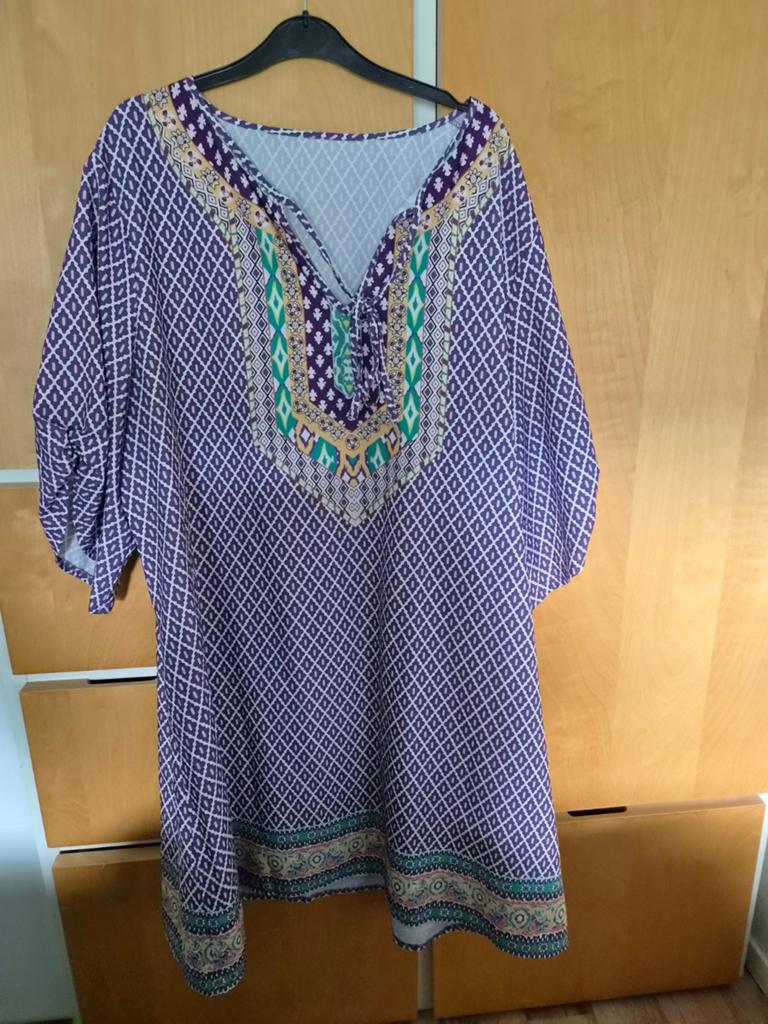 Shein Curve Jurk 3XL - Paars met print, Kleding | Dames, Grote Maten, Jurk, Paars, Ophalen of Verzenden, Zo goed als nieuw