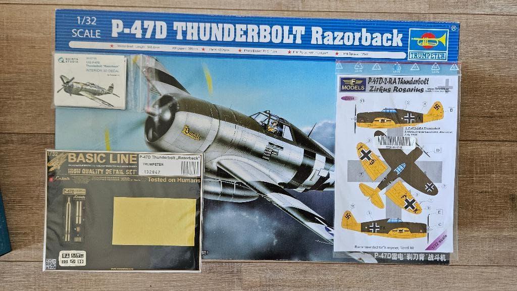 P-47D Thunderbolt Razorback - Trumpeter 02262 1/32 + extra's, Overige merken, Nieuw, Ophalen of Verzenden, Groter dan 1:72