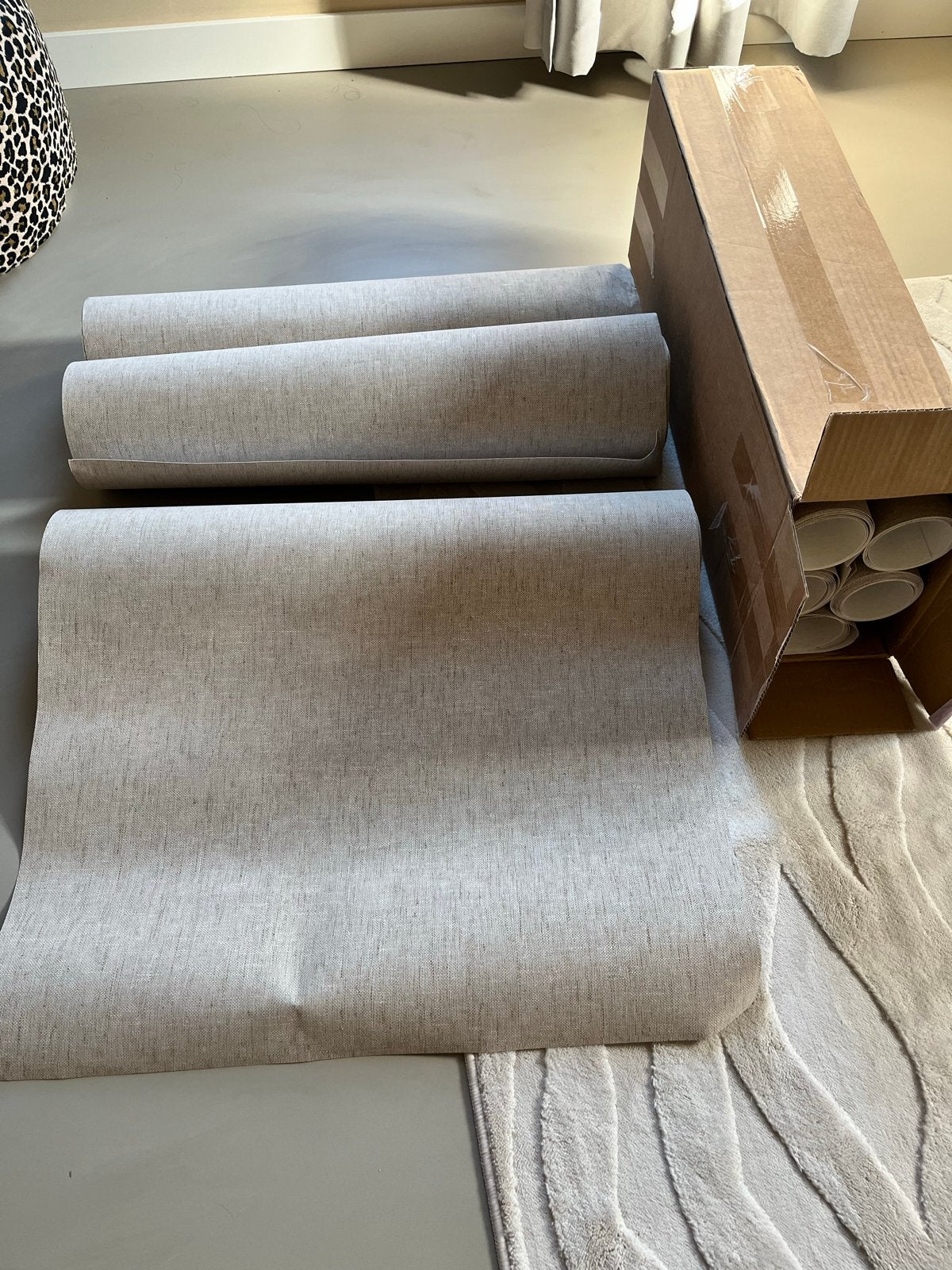 Masureel Beige Vliesbehang met Linnenlook, Ophalen, Natuurlijk, Overige merken, Beige