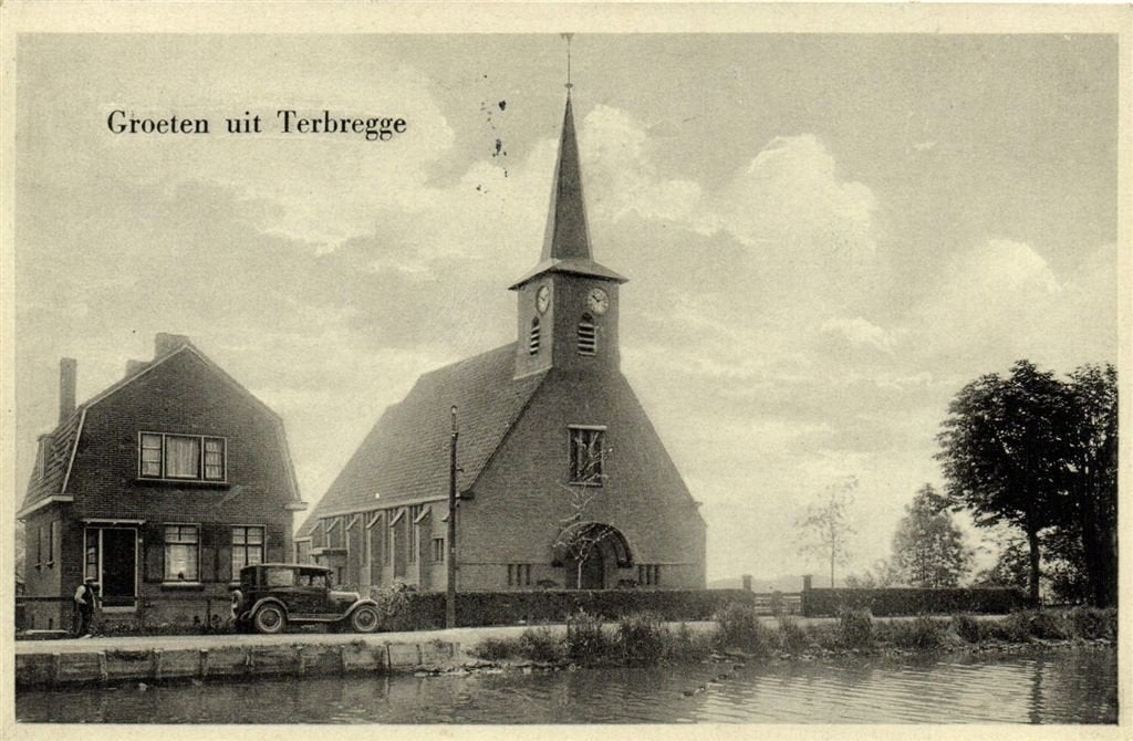 Groeten uit Terbregge - kerk auto - 1932 gelopen, Verzenden, 1920 tot 1940, Gelopen, Zuid-Holland