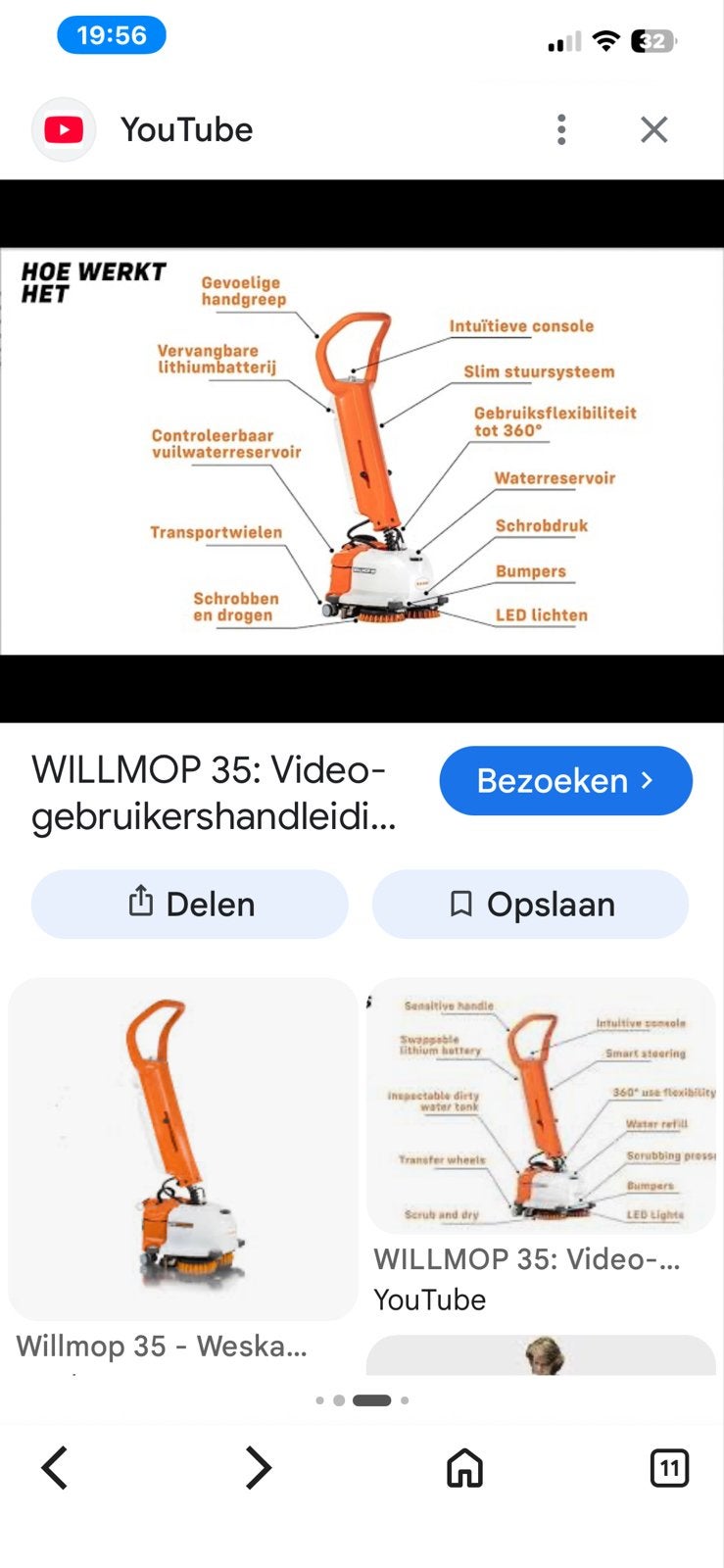 Willmop 50 Schrob- en Zuigmachine (geen oplader), Ophalen, Gebruikt, Schrobmachine