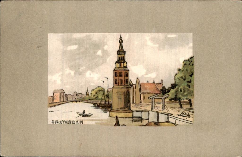 Amsterdam - Toren - Kanaalzicht, Ophalen of Verzenden, Voor 1920, Gelopen, Noord-Holland