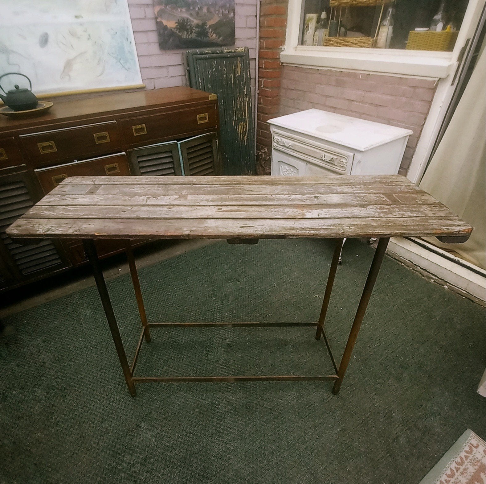 Oude sidetable uit een voormalige mijn., Ophalen, Rechthoekig, 75 cm of meer, 60 cm of meer