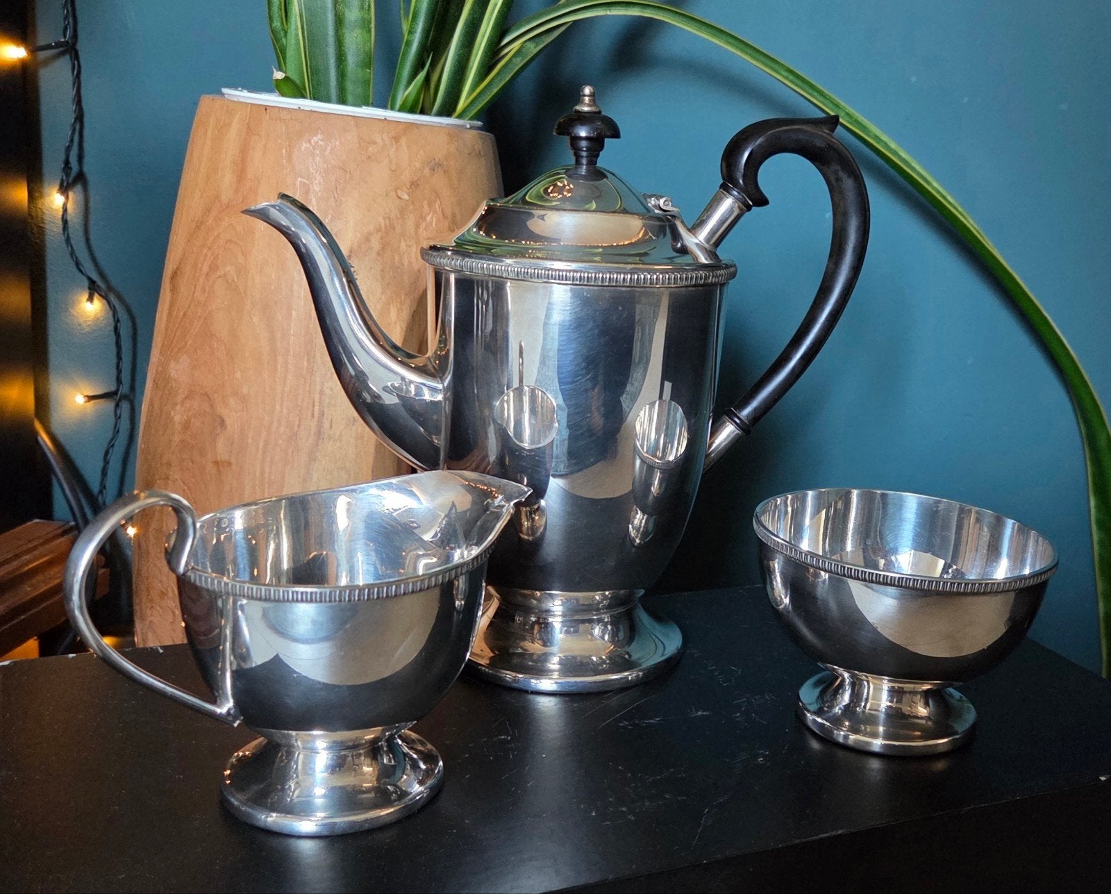 Antiek verzilverd theeservies - Sheffield, Engeland, Antiek en Kunst, Antiek | Goud en Zilver, Ophalen of Verzenden