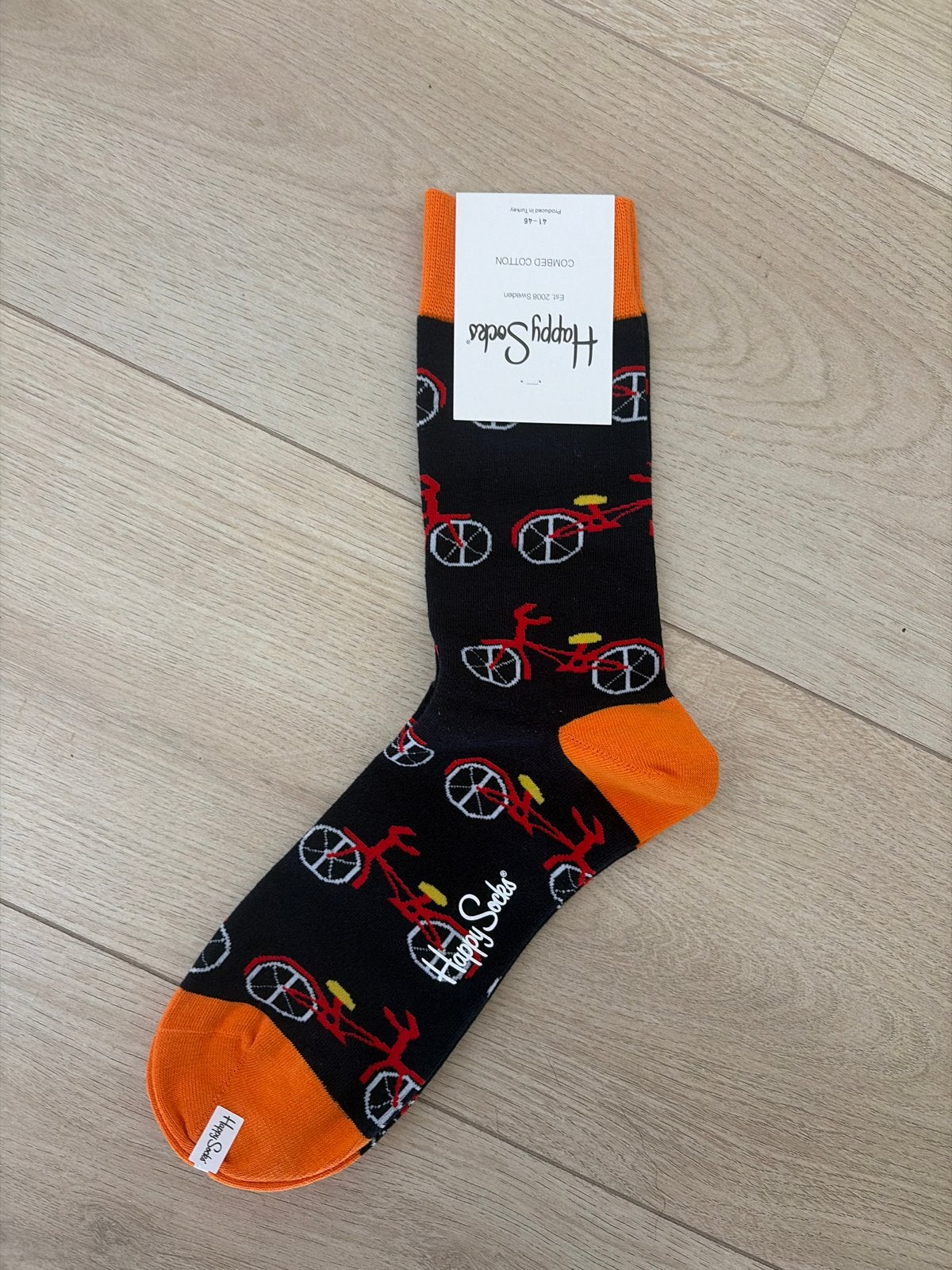 Happy Socks met fietsenpatroon - Maat 41-46, Verzenden, Nieuw, Maat 43 t/m 46, Zwart