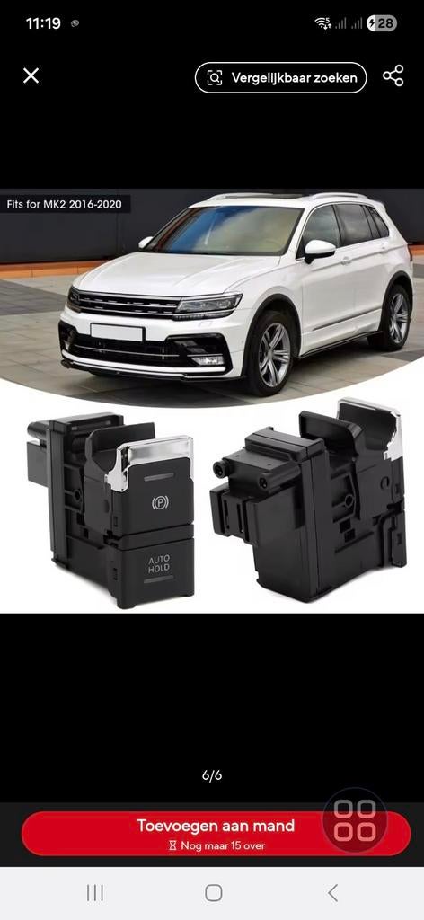 Elektronische Handrem Schakelaar voor VW Tiguan MK2, Ophalen of Verzenden