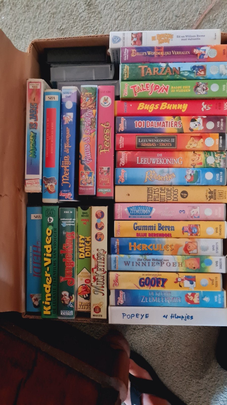 56 VHS banden - tekenfilms. Disney, looney tunes en meer!, Cd's en Dvd's, VHS | Kinderen en Jeugd, Gebruikt, Animatie, Alle leeftijden