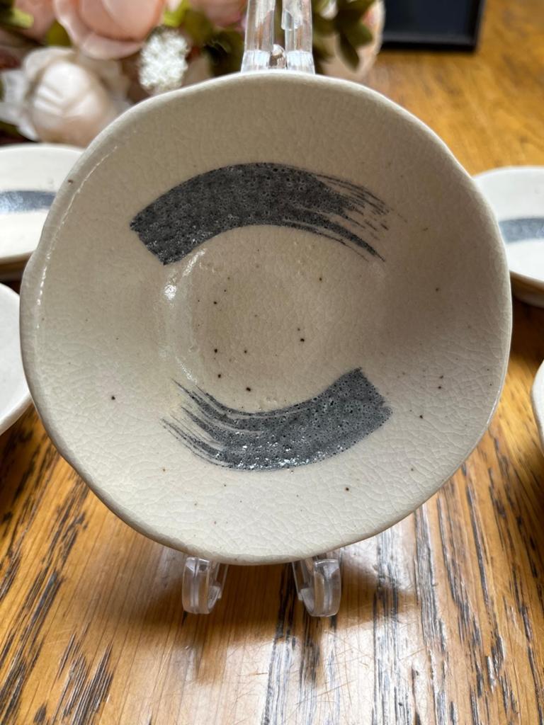 Handgemaakte Matcha Sake Saus Bakjes met Enso Karakter, Antiek en Kunst, Ophalen of Verzenden