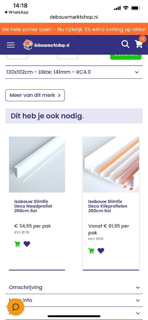 Te koop Isobouw slimfix profielen, Overige materialen, 12 cm of meer, Nieuw, 15 m² of meer