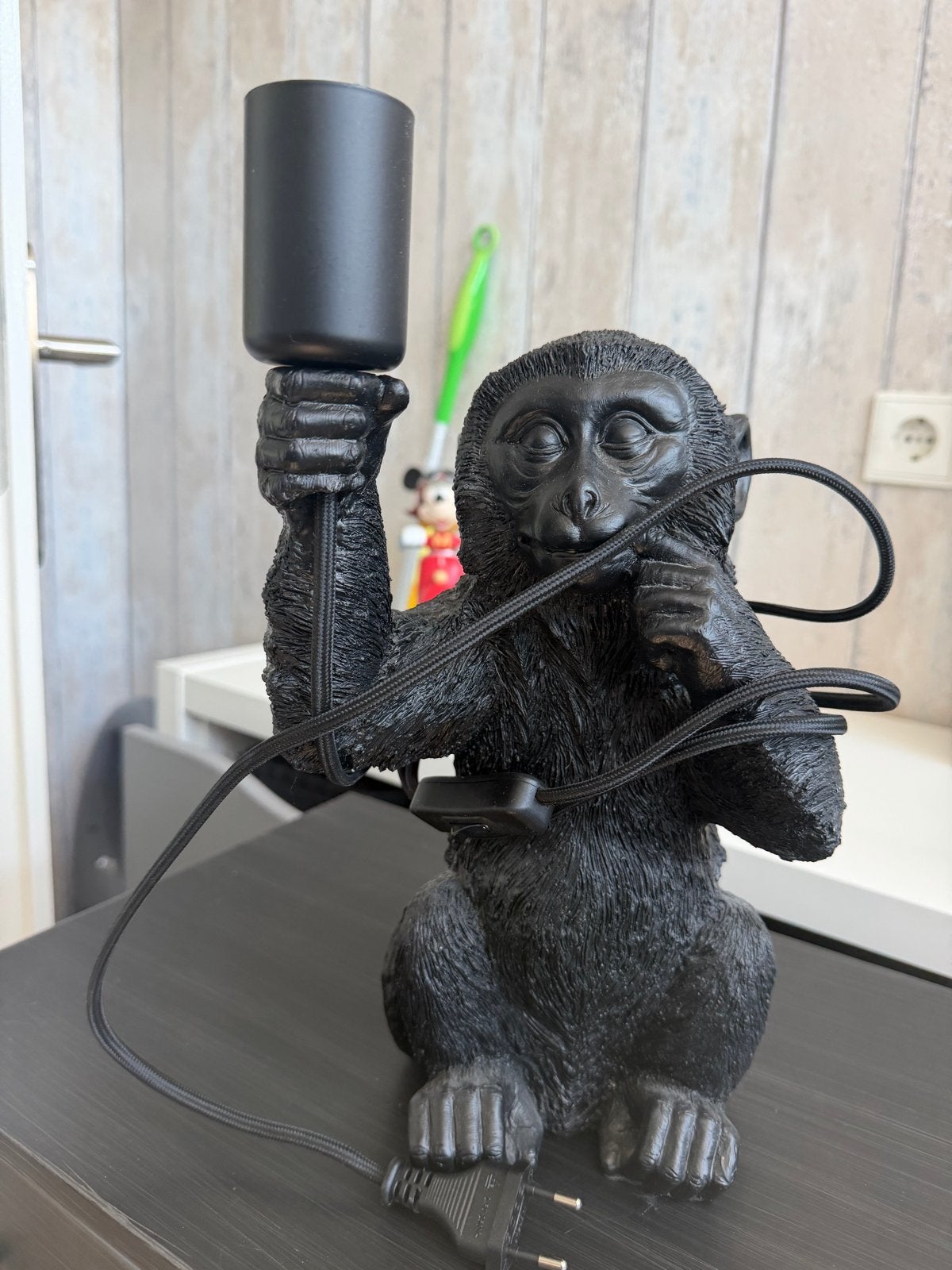 Aap tafellamp - Zwart - Uniek design, Kunststof, Overige merken, E27 (groot), Zo goed als nieuw
