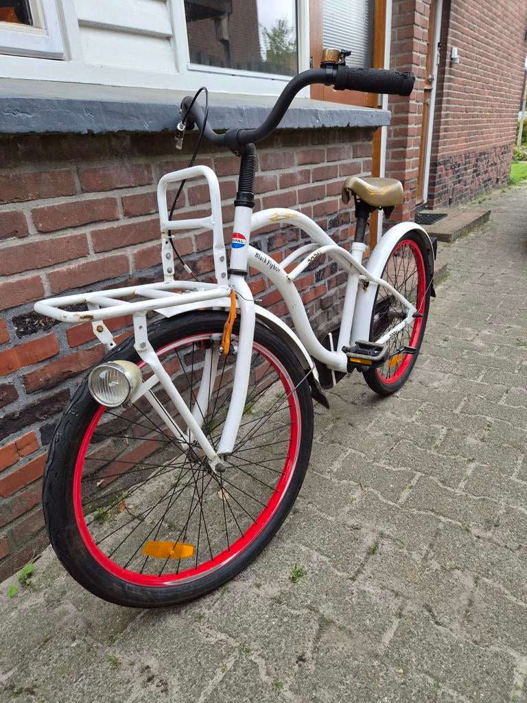 Popal Black Fighter Transportfiets - Wit met Rode Velgen, Fietsen en Brommers, Ophalen of Verzenden